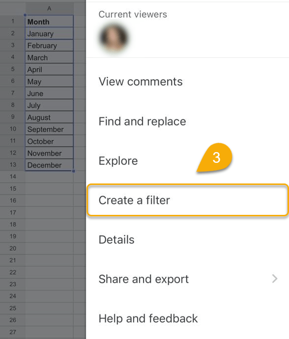 The Create a filter option