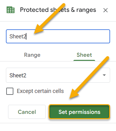 The Protected Sheets and Ranges Menu