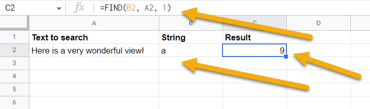 The Result of the FIND Function