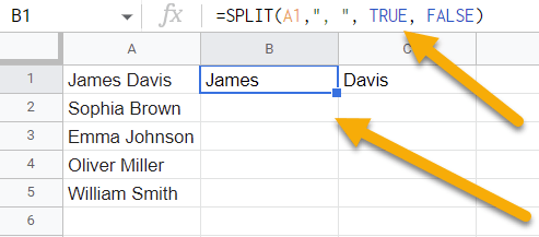 The SPLIT Function with TRUE, FALSE Values