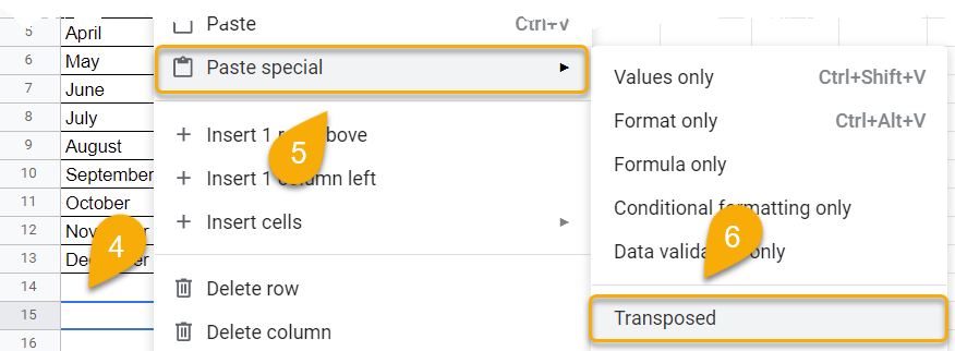 Transpose Data Using the Paste Special Option