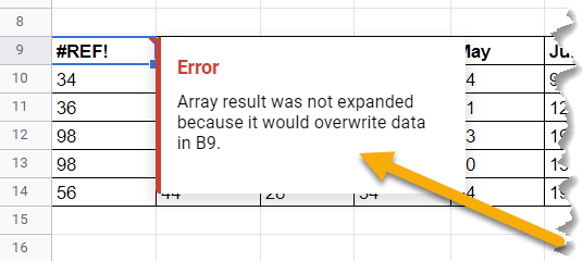Why is TRANSPOSE not working in Google Sheets