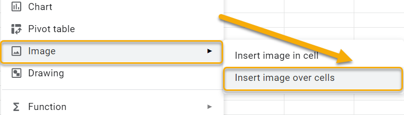 Insert image over cells