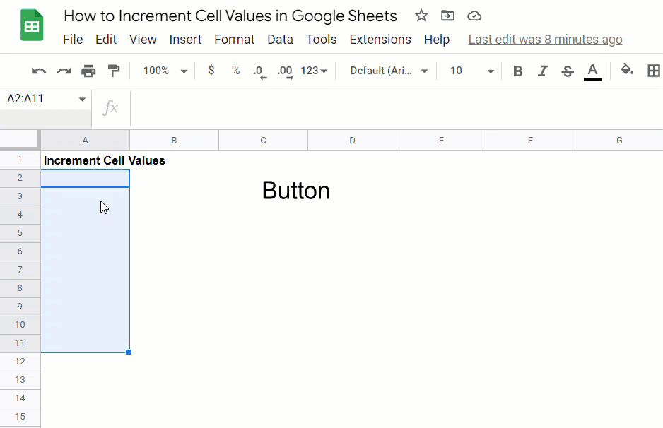 25. Increment cell values using a button