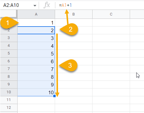 3. Custom Formula to Increment Cell Values