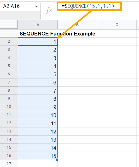 6. SEQUENCE Function to increment cell values