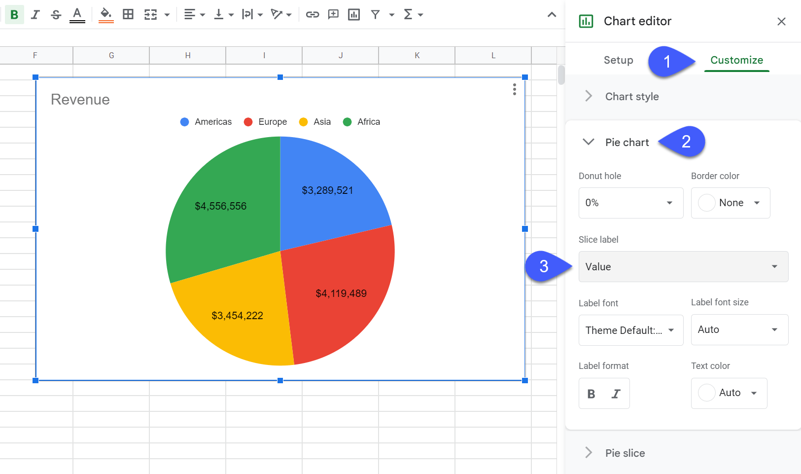 Create Custom Pie Chart Slice Labels with Absolute Values