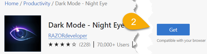 Dark Mode – Night Eye in the Microsoft Edge Add-ons