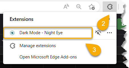 The Dark Mode – Night Eye in the Microsoft Edge Add-ons