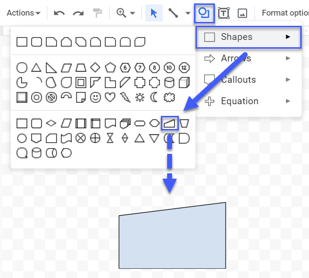 The manual input flowchart shape in Google Sheets