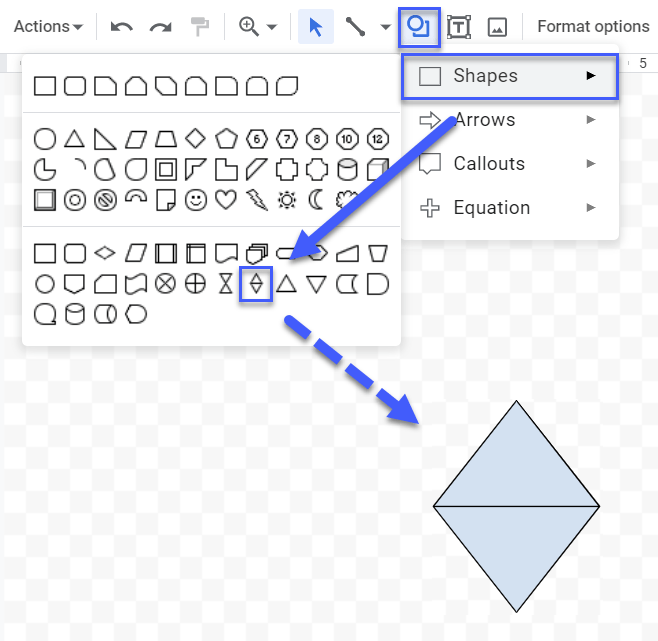 The sort flowchart shape in Google Sheets