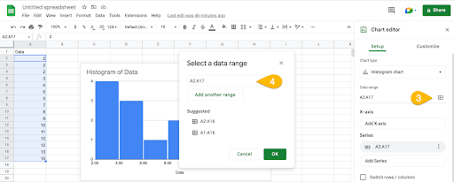 Select a data range window