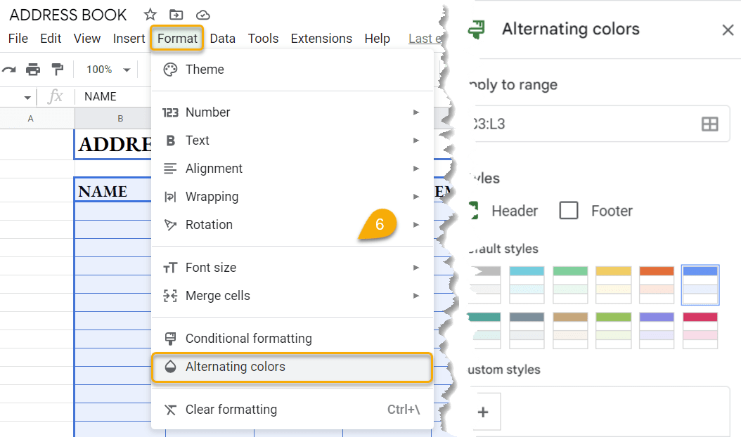 Alternating colors