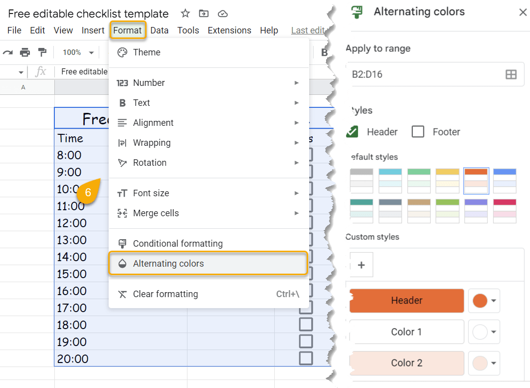 Alternating colors