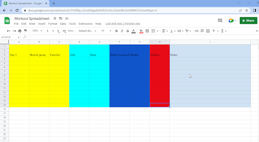 Coloring the cells for each column