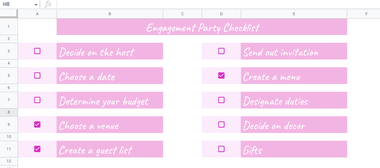 Engagement Party Checklist Template