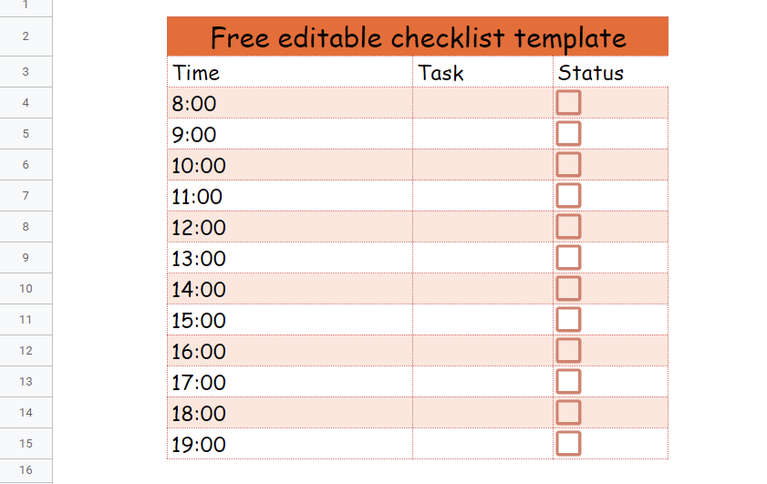 Google Sheets Checklist Template