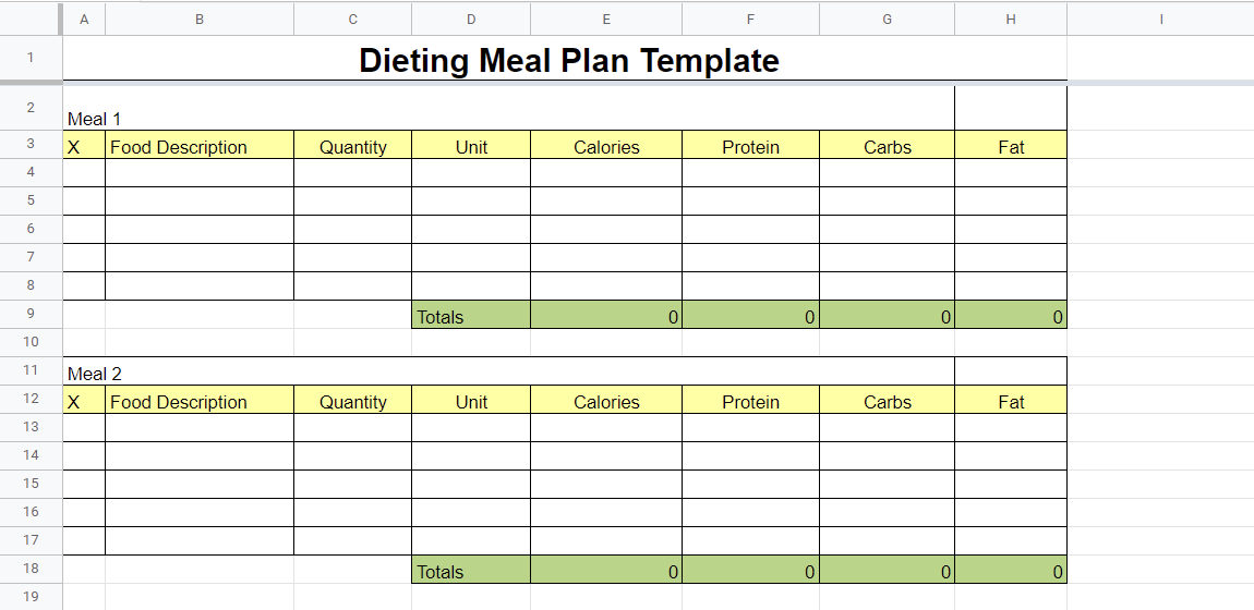 8 Free☝️ Google Sheets Meal Plan Templates (& How to Make One