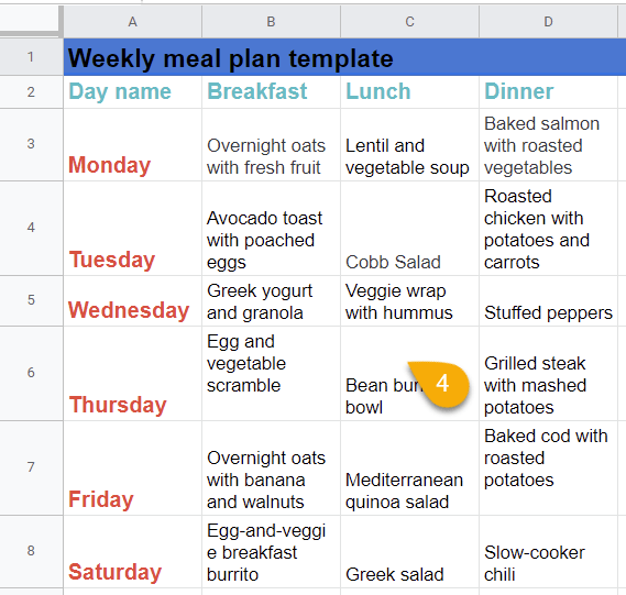 Meal Template