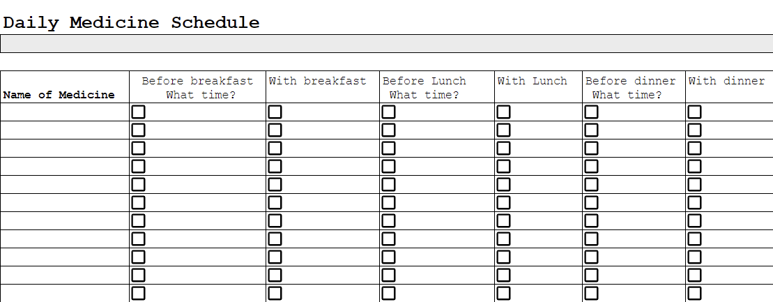 Medicine Checklist Template