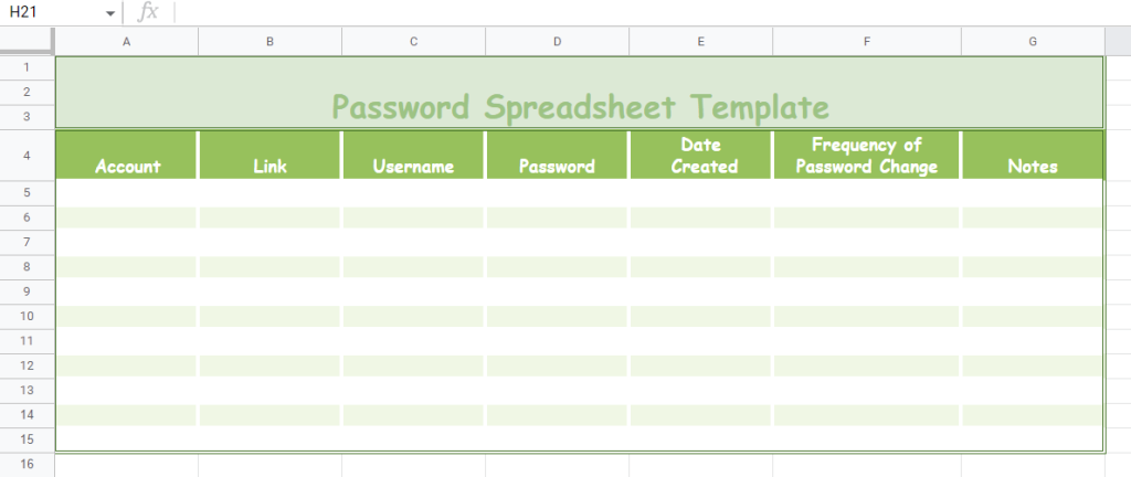 5 Free☝️ Google Sheets Password Templates How to Make One 5 Free☝️ Google Sheets Password Templates How to Make One