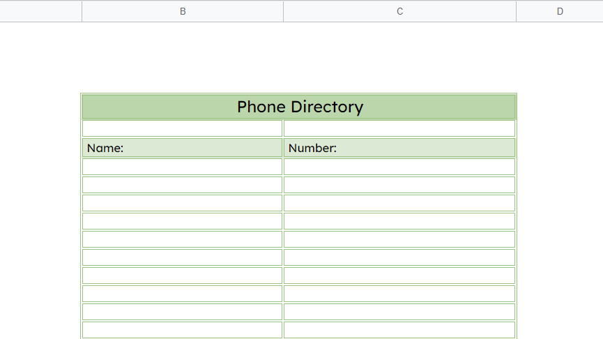 Phone Directory template