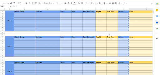 Progressive Overload Training Template