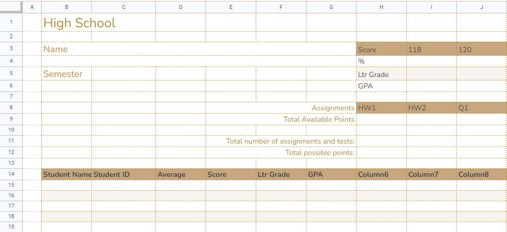 Teacher Checklist Template