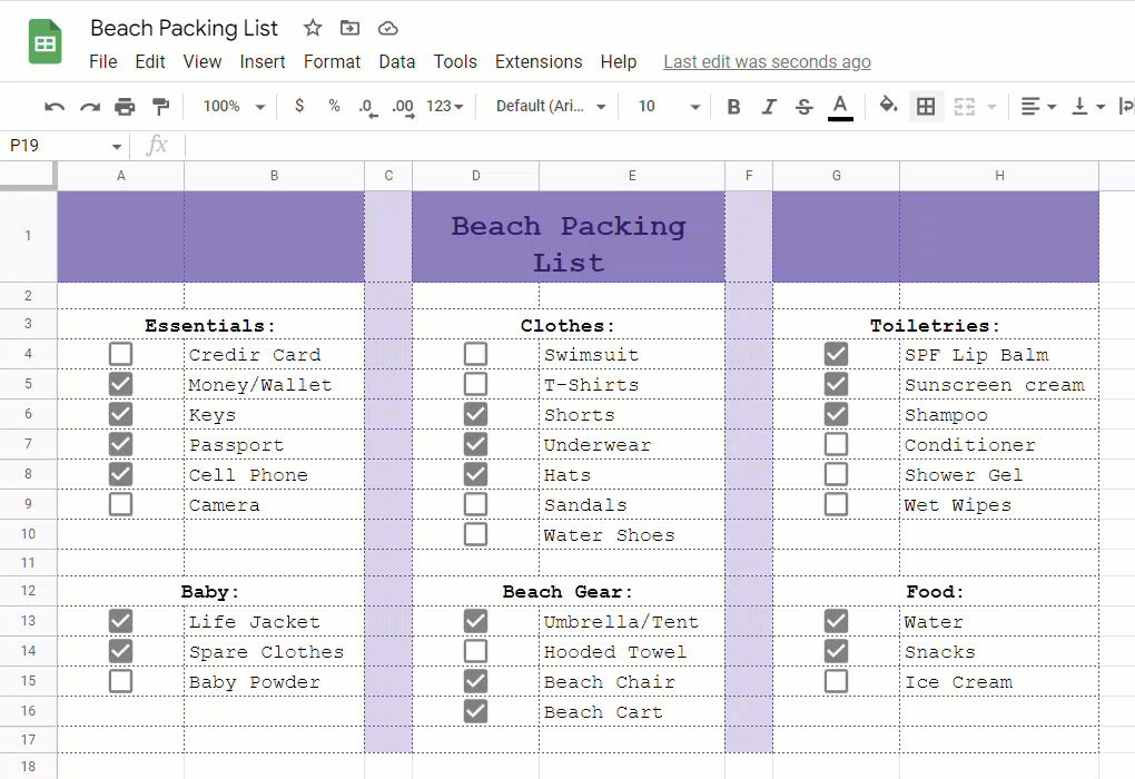 The Packing List Template