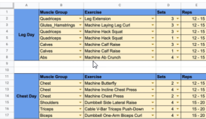 5 Free☝️ Google Sheets Workout Templates - Spreadsheet Daddy