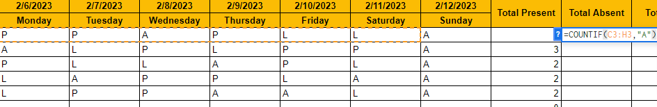 Attendance Sheets step 5