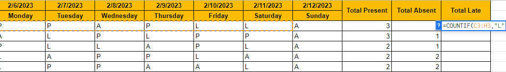 Attendance Sheets step 6