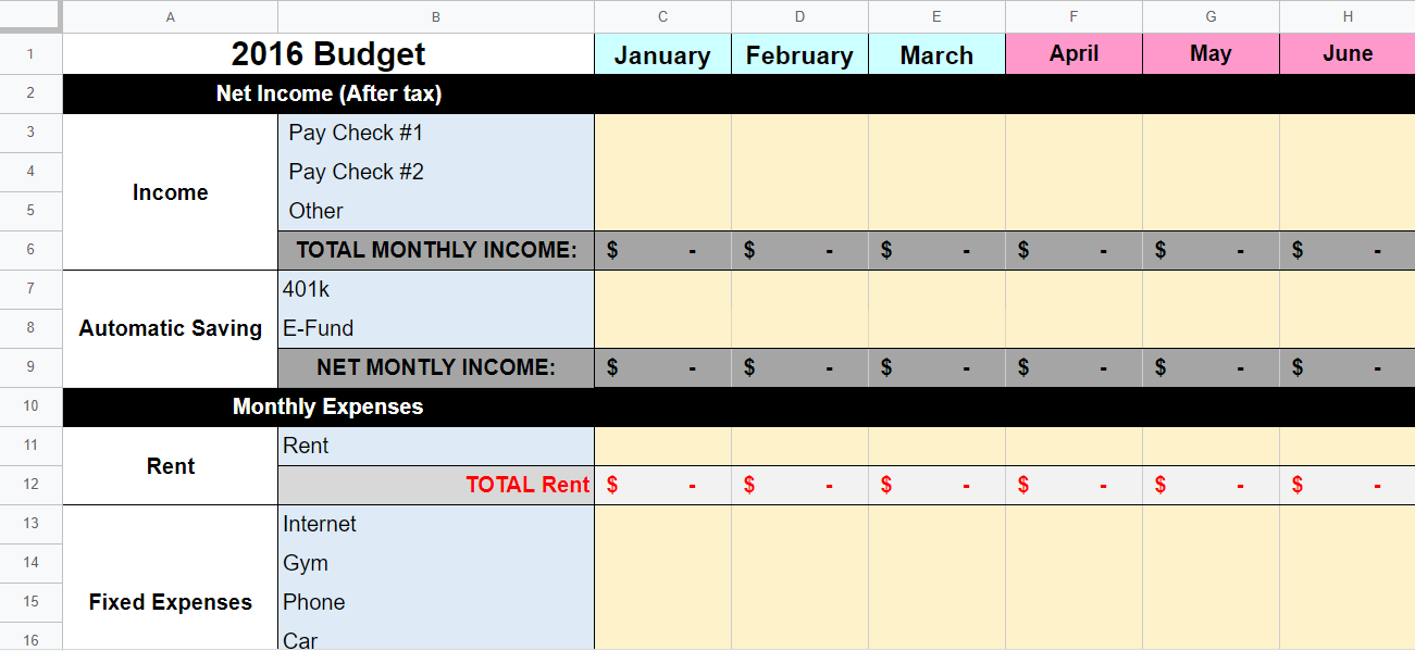 Personal Budget by Paycheck Template