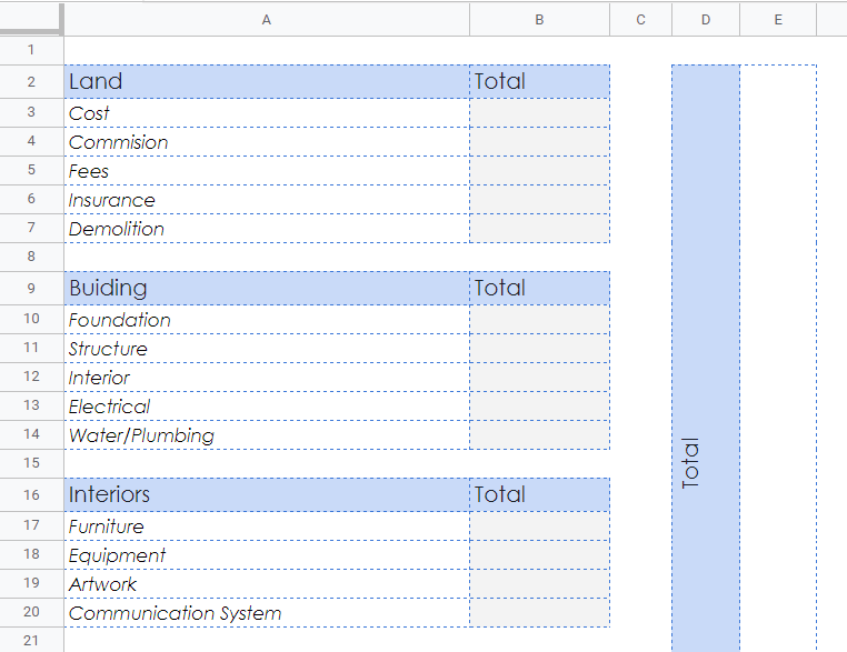 AIA Construction Budget Template