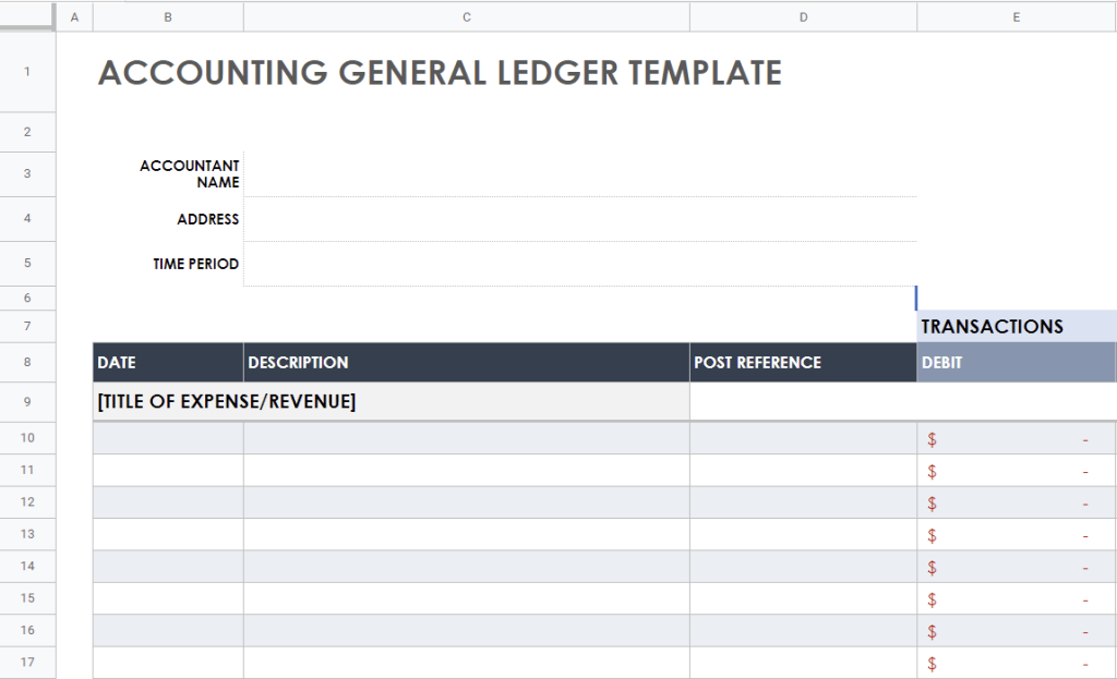 Accounting Ledger Template