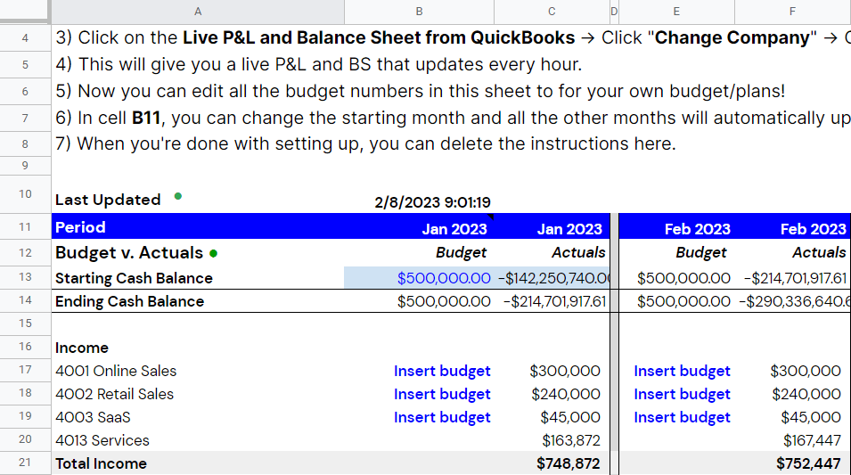 Budget vs. Actual Monthly Tracking Template