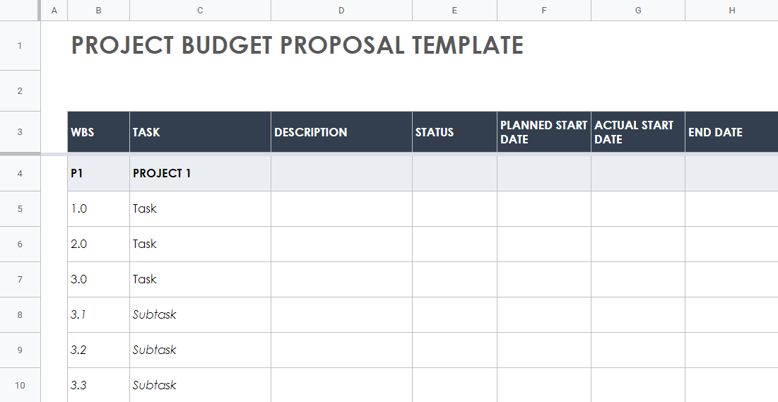 Business Proposal Budget Template