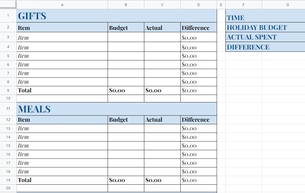 Christmas Party Budget Template