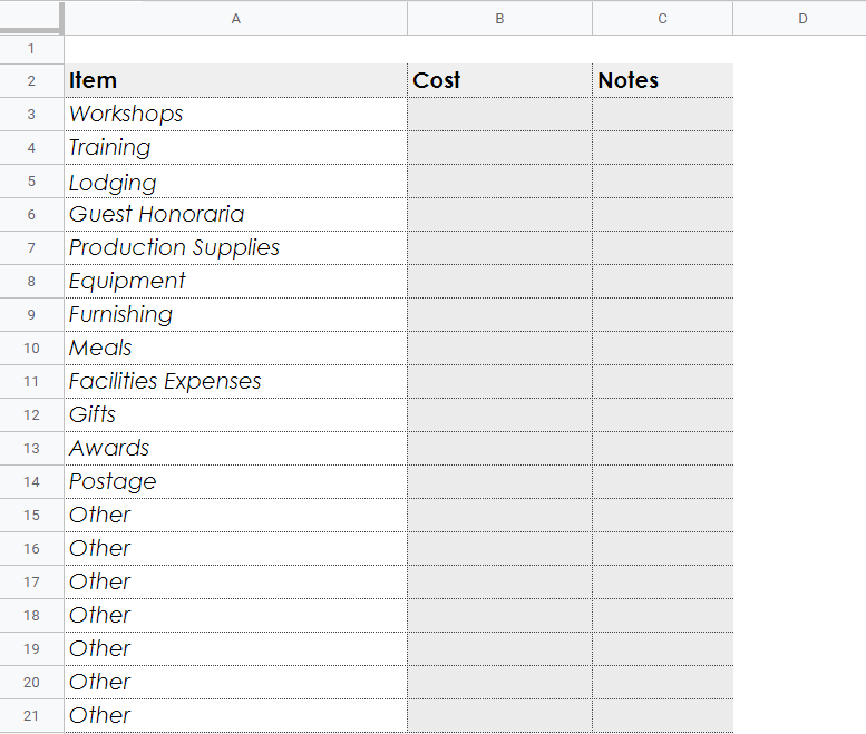 Church Event Budget Template