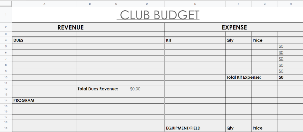 Club Budget Proposal Template