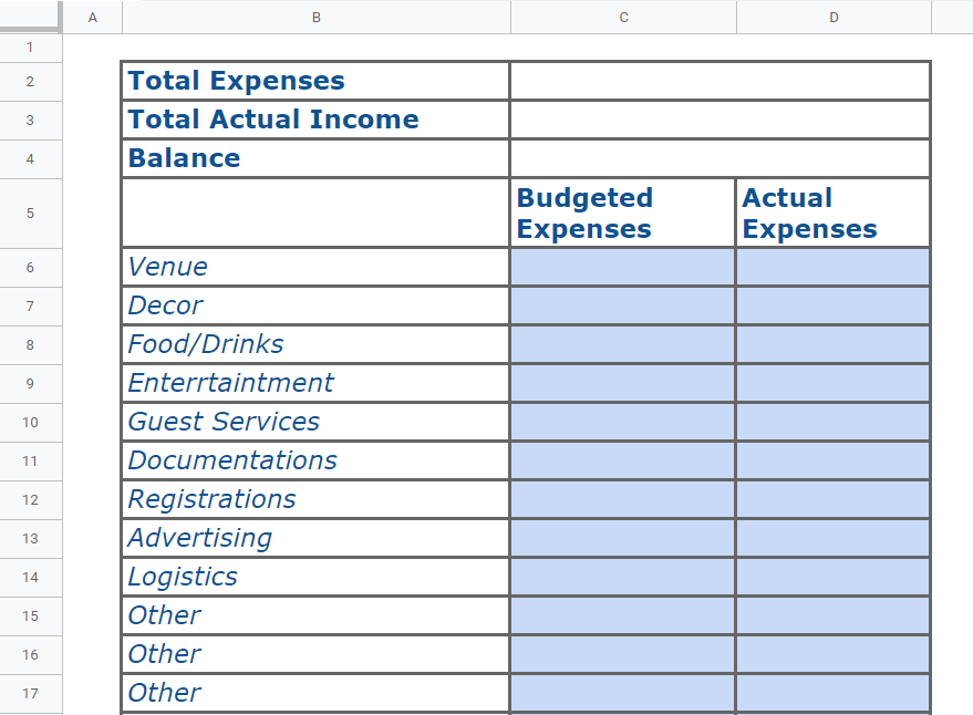 Concert Budget Template