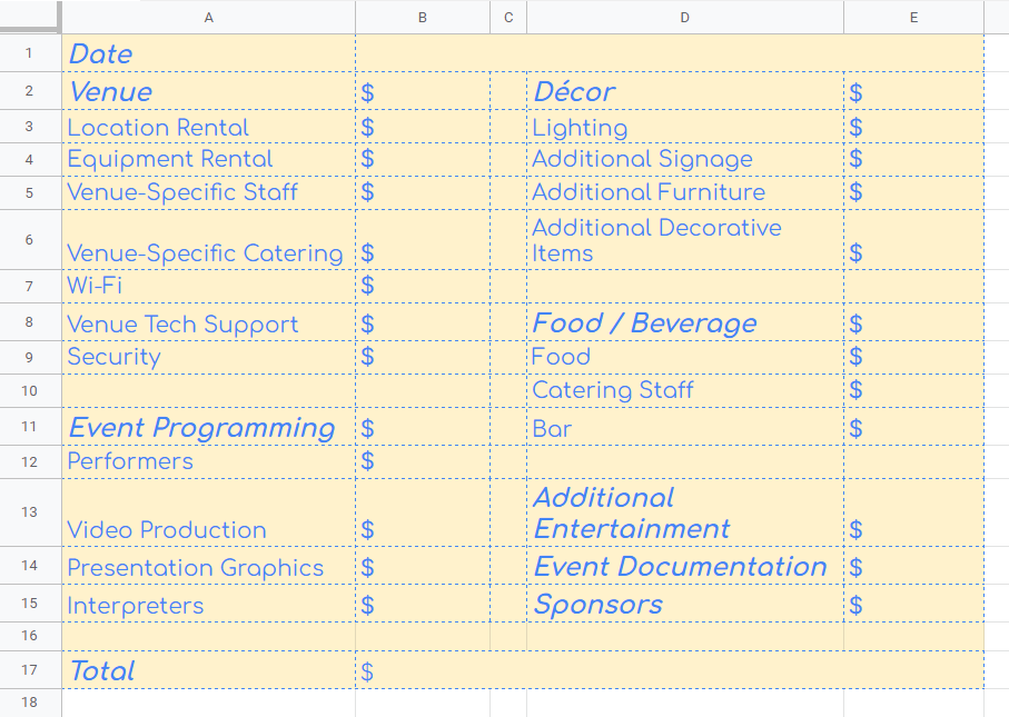 Corporate Event Budget Template