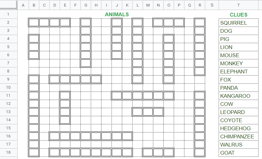 Crossword Template