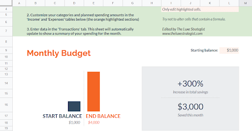 Detailed Editable Monthly Budget Planner 2