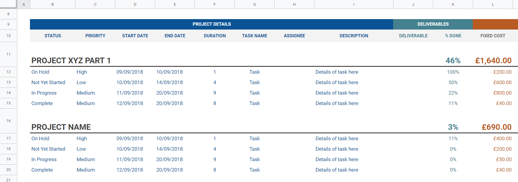 Detailed Project Budget Template