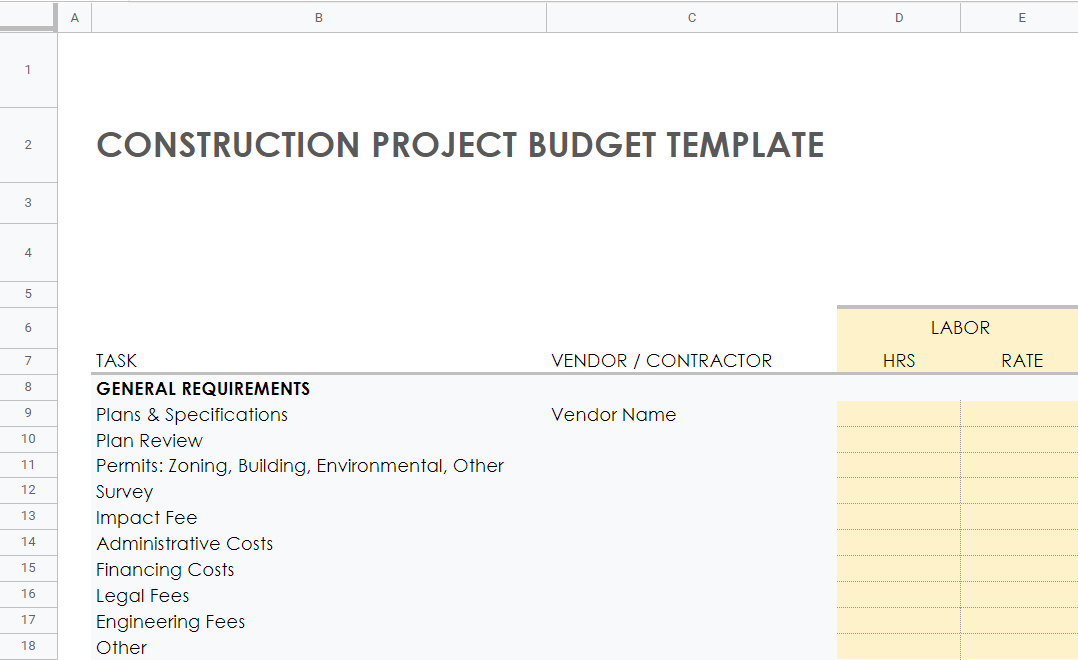 Engineering Project Budget Template
