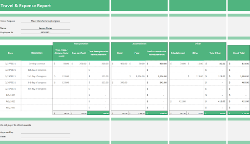 Expense Report Template