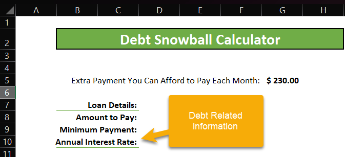 Fill in the Debt related information