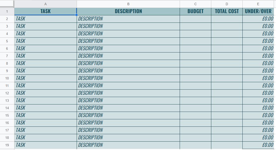 Fix and Flip Business Budget Template