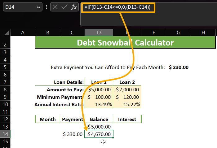 Formula for the Balance After First Payment